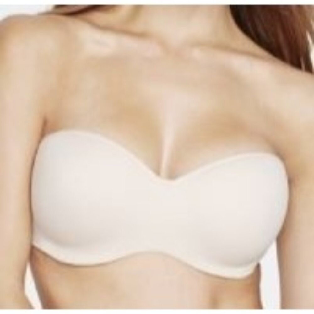 Dominique Oceane Women's Strapless Hidden‎ Underwire Bra Nude Sz 36D